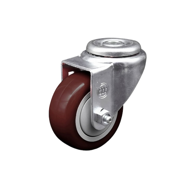 Service Caster 3'' Maroon Polyurethane Creeper Swivel Bolt Hole Caster CREE-SCC-BH20S314-PPUB-MRN - main